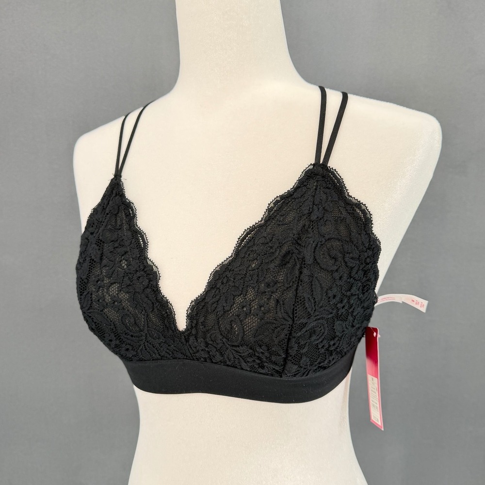 xhilaration Women's‎ Black M Lace Bralette Strappy Wireless Bra NWT